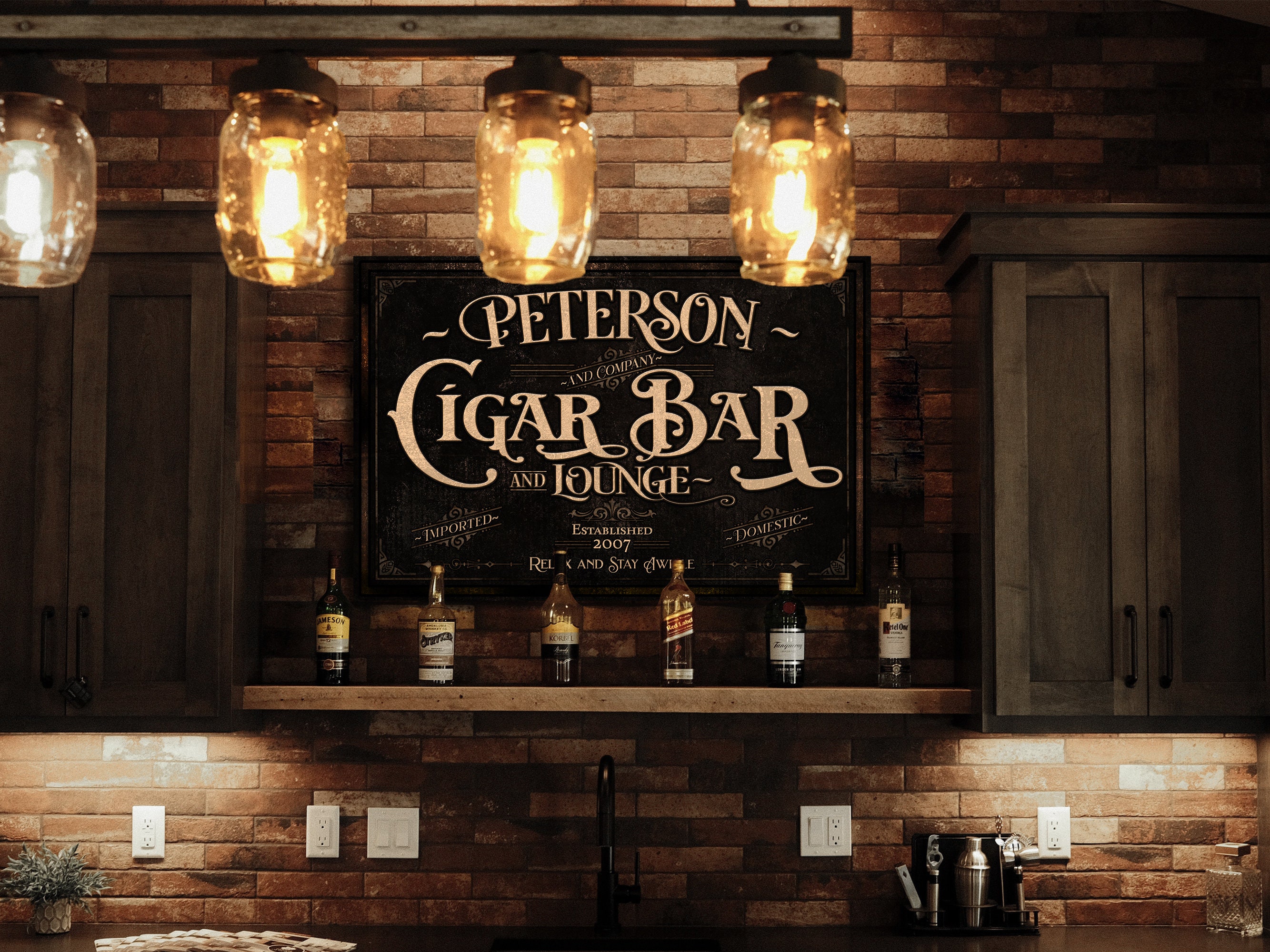 Personalized Cigar Bar Sign Cigar Bar and Lounge Sign Etsy