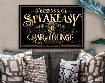 Personalized Speakeasy Bar Sign: Vintage Lounge Decor (Metal or Canvas)