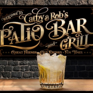 Personalized Patio Bar & Grill Sign | Custom Patio Bar Sign | Vintage Bar Sign | Bar Patio Decor | Personalized Bar Sign