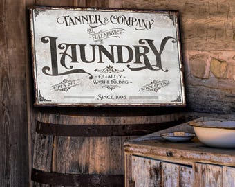 Personalized Laundry Room Sign: Farmhouse Decor, Metal or Canvas
