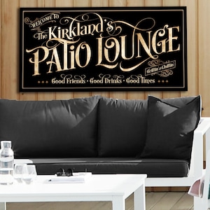 Personalized Patio Lounge Sign: Custom Family Name, Metal or Canvas