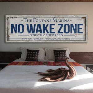 No Wake Zone Sign | Personalized Lake House Sign | Personalized No Wake Sign | Custom Lake House Decor | No Wake Canvas | No Wake Metal