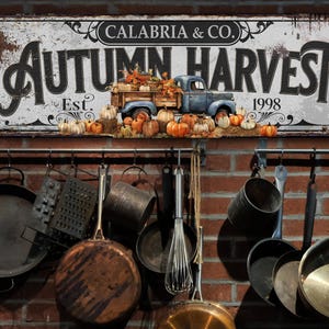 Autumn Harvest Pumpkin Sign | Personalized Pumpkin | Rustic Farmhouse Wall Decor | Large Vintage Pumpkin Farm Sign | Thanksgiving Sign