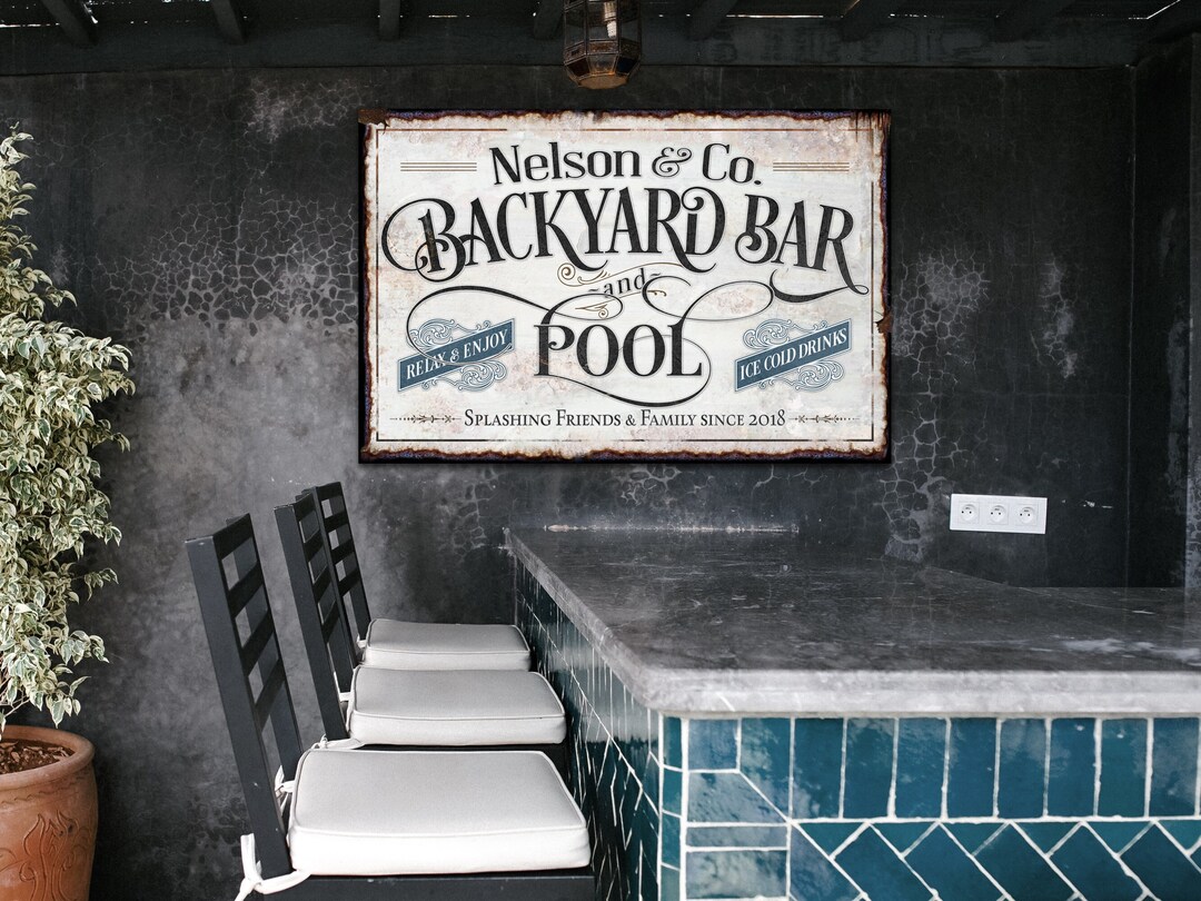 Custom Backyard Pool Bar Sign Patio Pool Bar Sign Porch Bar Sign Name Sign Modern Farmhouse