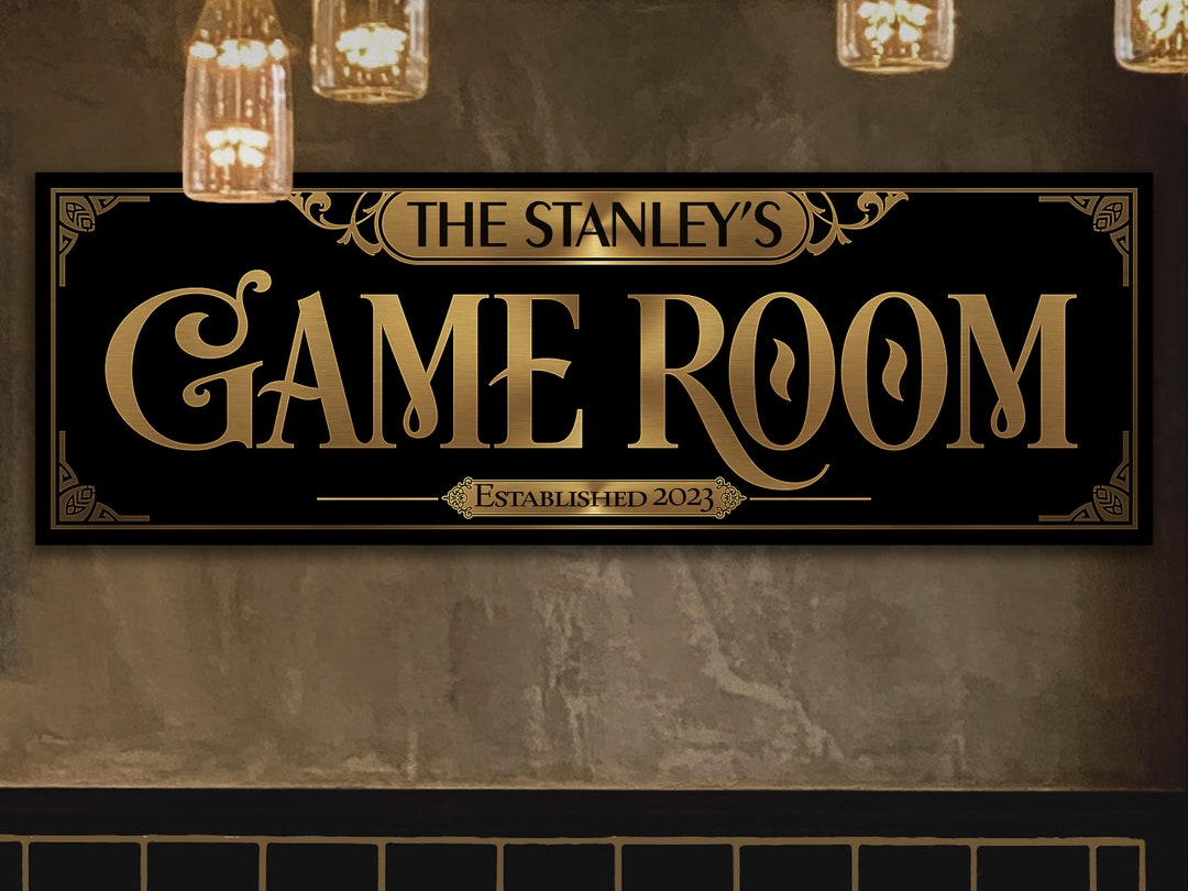Classic Vintage Game Room Sign Personalized Sign Vintage Game Room Wall