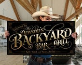 Backyard Bar Sign | Patio Bar and Grill | Deck Bar and Grill Sign | Personalized Bar and Grill Sign | Outdoor Bar and Grill Sign
