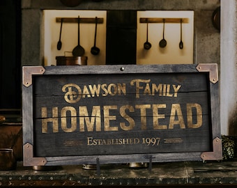 Personalized Family Homestead Canvas Sign: Rustic Farmhouse Decor