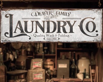 Personalized Laundry Room Sign: Farmhouse Decor, Family Name