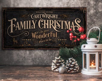 Personalized Family Christmas Sign: Rustic Farmhouse Decor