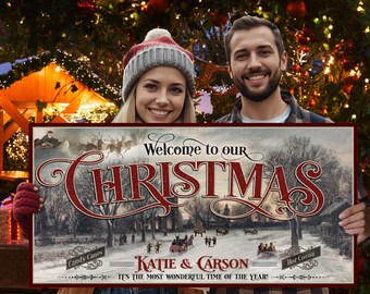 Personalized Vintage Santa Christmas Sign: Metal or Canvas Wall Art