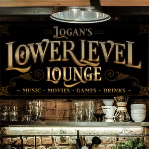 Lower Level Bar Sign Personalized Bar Sign Lower Level Sign Man Cave ...