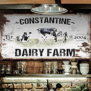 Primitive Holstein Dairy Farm Sign | Last Name Dairy Farm Sign | Farmhouse Sign | Cattle Farm Sign | Cattle Ranch Sign | Distressed Sign