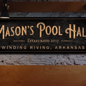 Personalized Pool Hall Sign | Custom Bar Sign  | Custom Billiards Sign |  Bar Sign for Home | Large Canvas Sign | Large Metal Sign