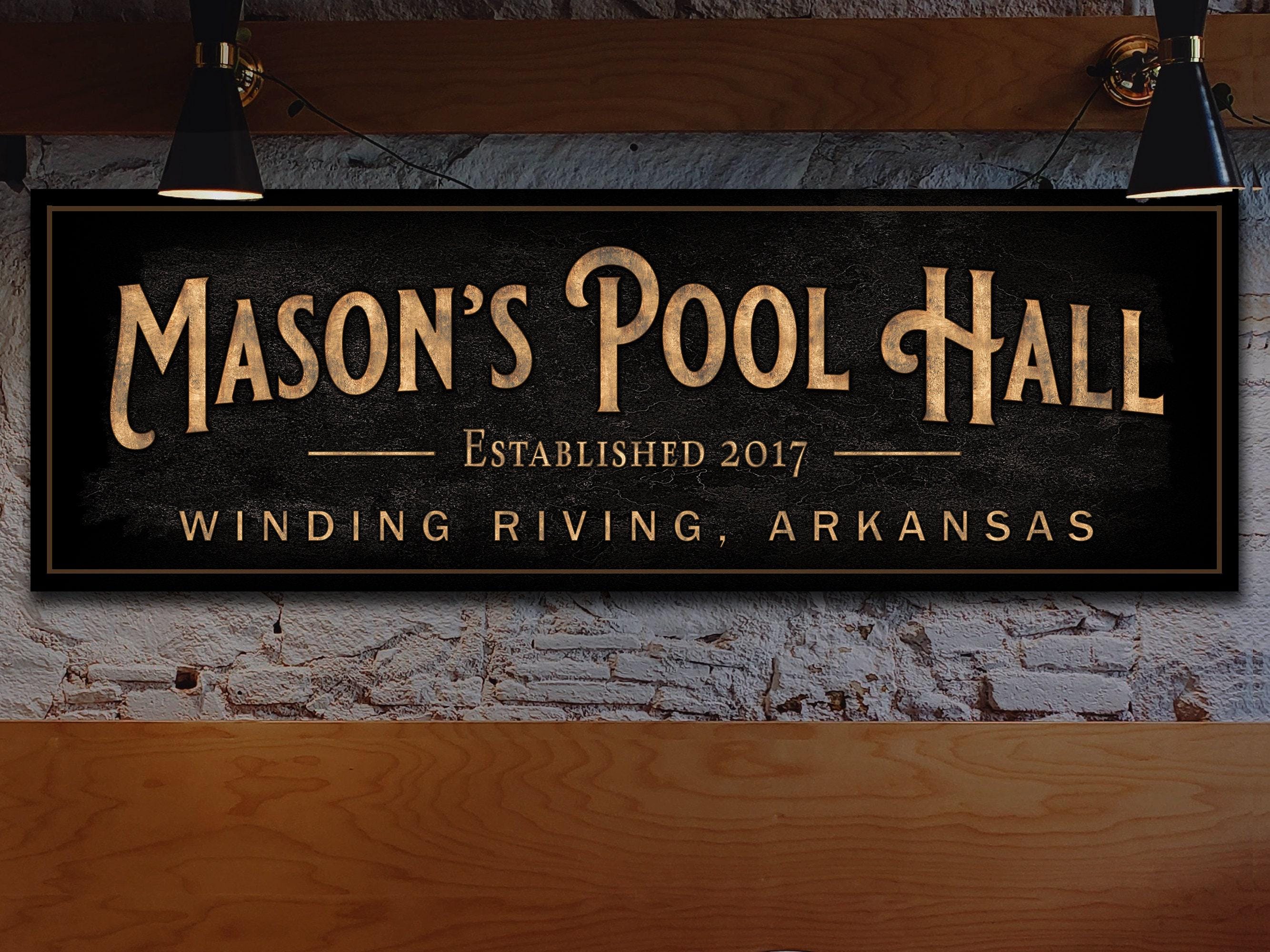 Personalized Pool Hall Sign: Custom Canvas or Metal Bar Sign - Etsy
