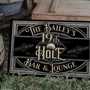 19th Hole Bar Sign | Personalized 19th Hole Sign | Golf Sign | Aluminum Golf Sign | Golf Lounge Sign | Metal Print