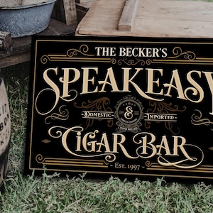Personalized Speakeasy Cigar Bar Sign | Custom Name Speakeasy Sign | Family Speakeasy Sign | Modern Farmhouse Decor | Large Metal Sign