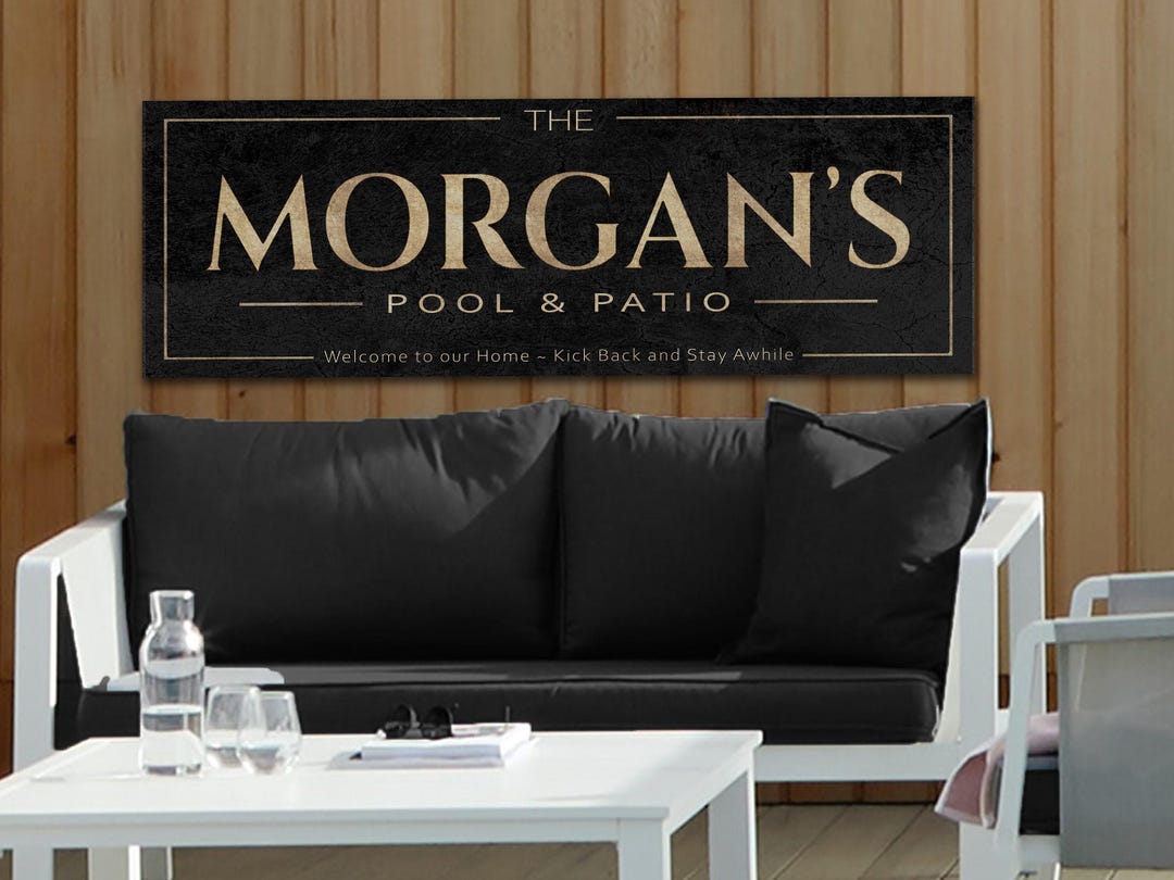 Personalized Family Name Pool & Patio Sign: Custom Metal or Canvas Wall ...
