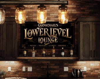 Lower Level Bar Sign | Personalized Bar Sign | Lower Level Sign | Man Cave Decor | Man Cave Sign