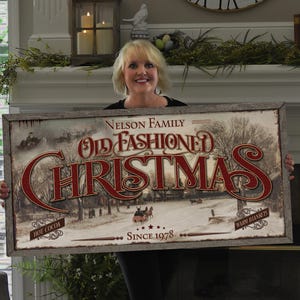 Old Fashioned Christmas | Santa Christmas Decor Sign | Personalized Christmas Sign | Farmhouse Christmas | Farm Wall Decor | Distressed Sign