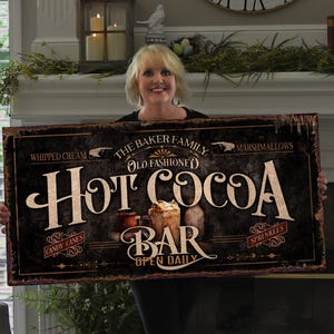 Personalized Hot Cocoa Bar Sign: Rustic Farmhouse Christmas Decor image 3