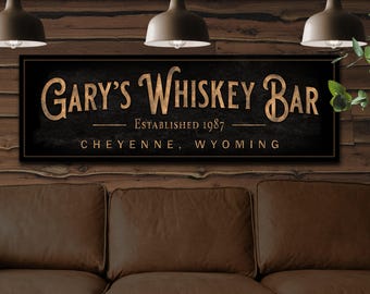 Personalized Whiskey Bar Sign: Custom Metal or Canvas Art