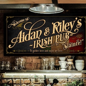 Irish Pub Sign Personalized, Irish Bar Wall Decor, Personalized Irish Pub & Bar Sign, Vintage Irish Pub Canvas, Irish Pub Metal Sign