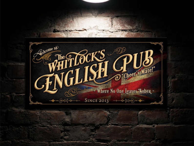 Personalized Vintage English Pub Sign: Bar Wall Decor image 2