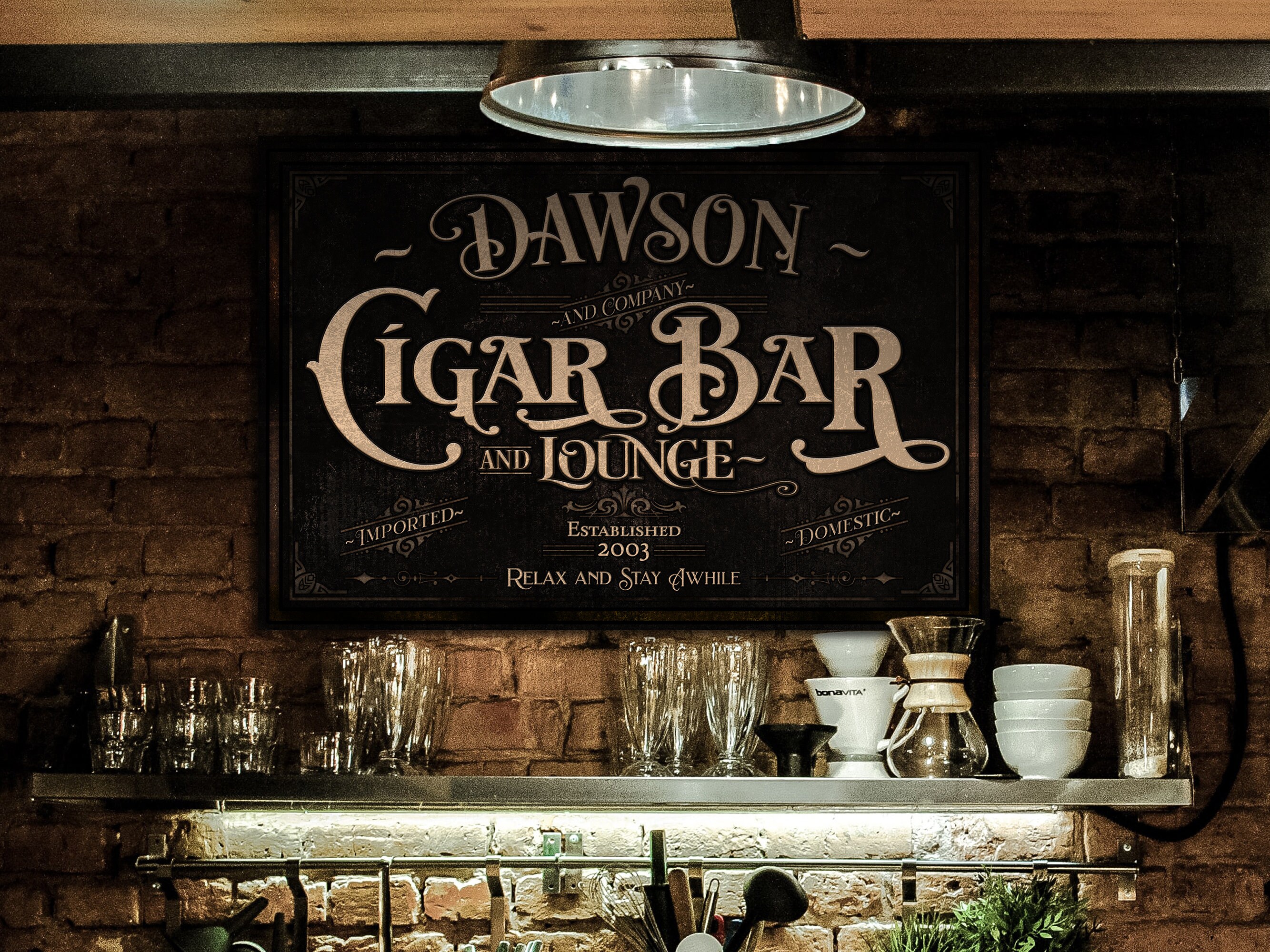 Personalized Cigar Bar Sign Cigar Bar and Lounge Sign Etsy