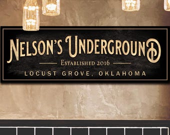 Personalized Underground Bar Sign: Custom Canvas or Metal Art