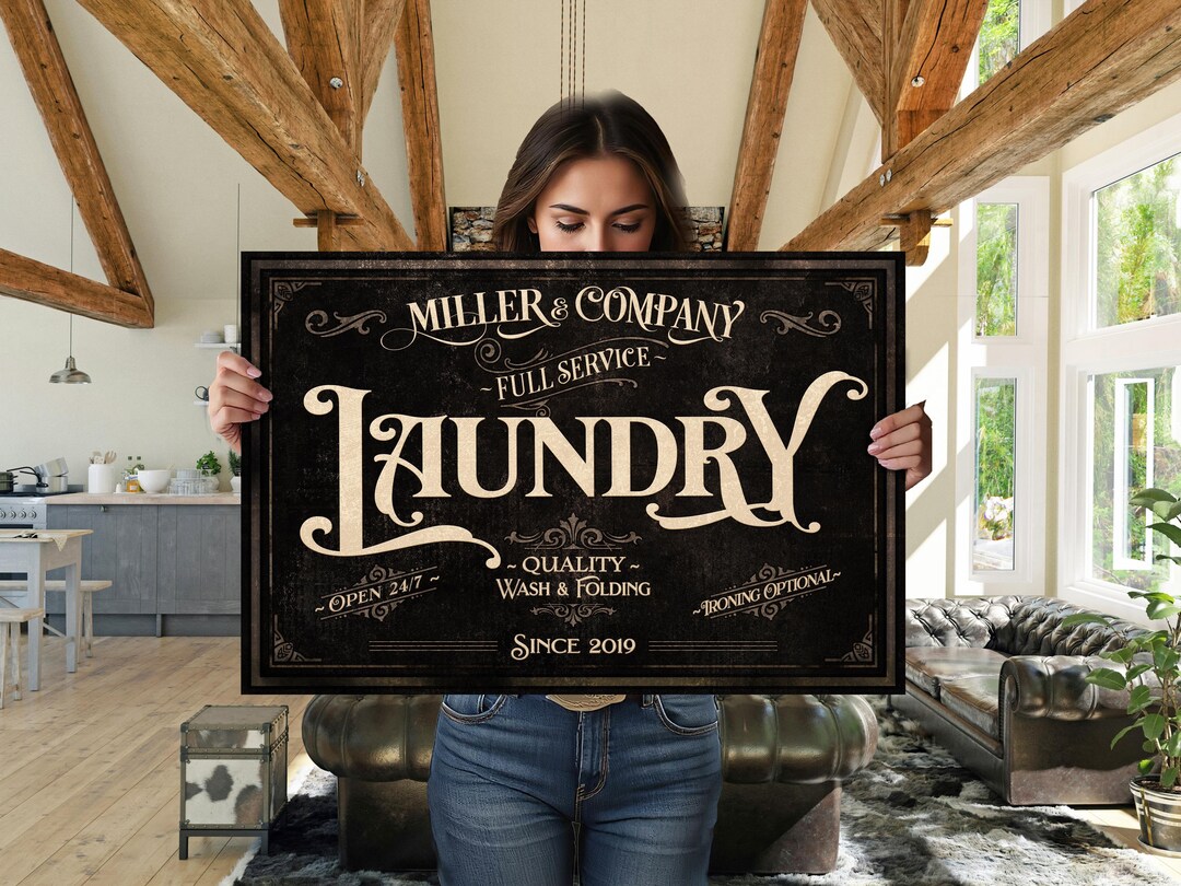 Personalized Laundry Room Sign: Dark Farmhouse Decor - Etsy