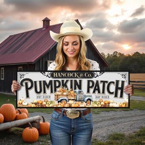 Personalized Pumpkin Patch Sign: Rustic Farmhouse Decor (Metal or Canvas)