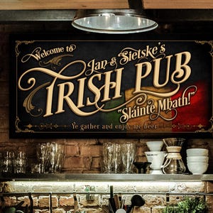 Irish Pub Sign Personalized, Irish Bar Wall Decor, Personalized Irish Bar Sign, Vintage Irish Bar Sign, Irish Flag Pub Sign