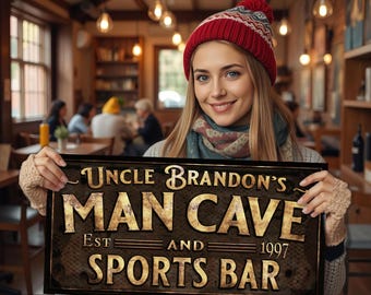 Personalized Man Cave Sign: Primitive Sports Bar Decor