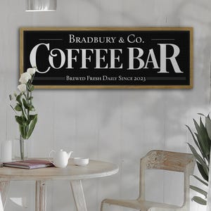 Personalized Coffee Bar Sign: Black & White Vintage Style Decor