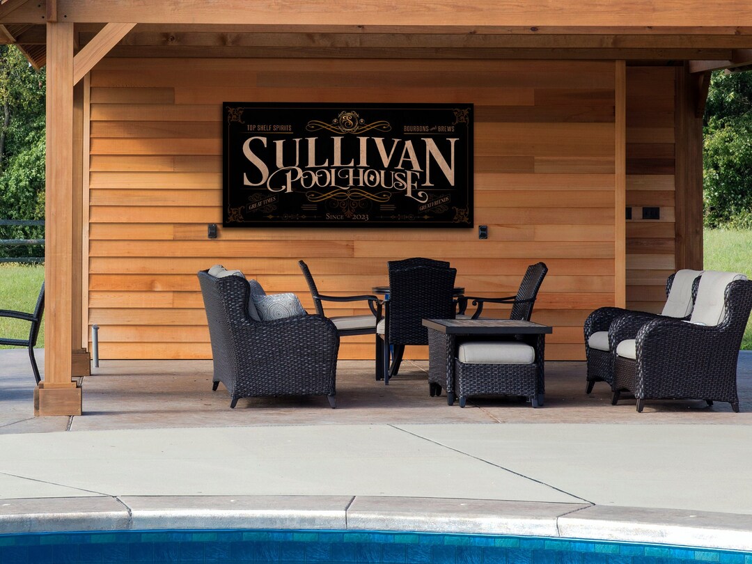 Pool House Sign Personalized Pool House Sign Pool Bar Sign Family Name