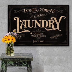 Laundry Room Decor | Dark Laundry Sign | Laundry Room Sign | Laundry Decor | Farmhouse Laundry | Laundry Wall Decor | Family Name sign