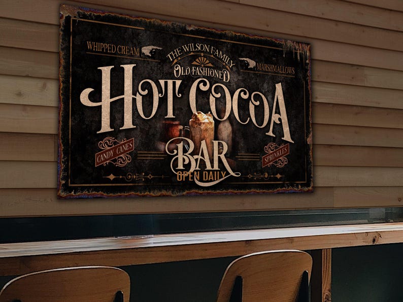 Personalized Hot Cocoa Bar Sign: Rustic Farmhouse Christmas Decor image 4