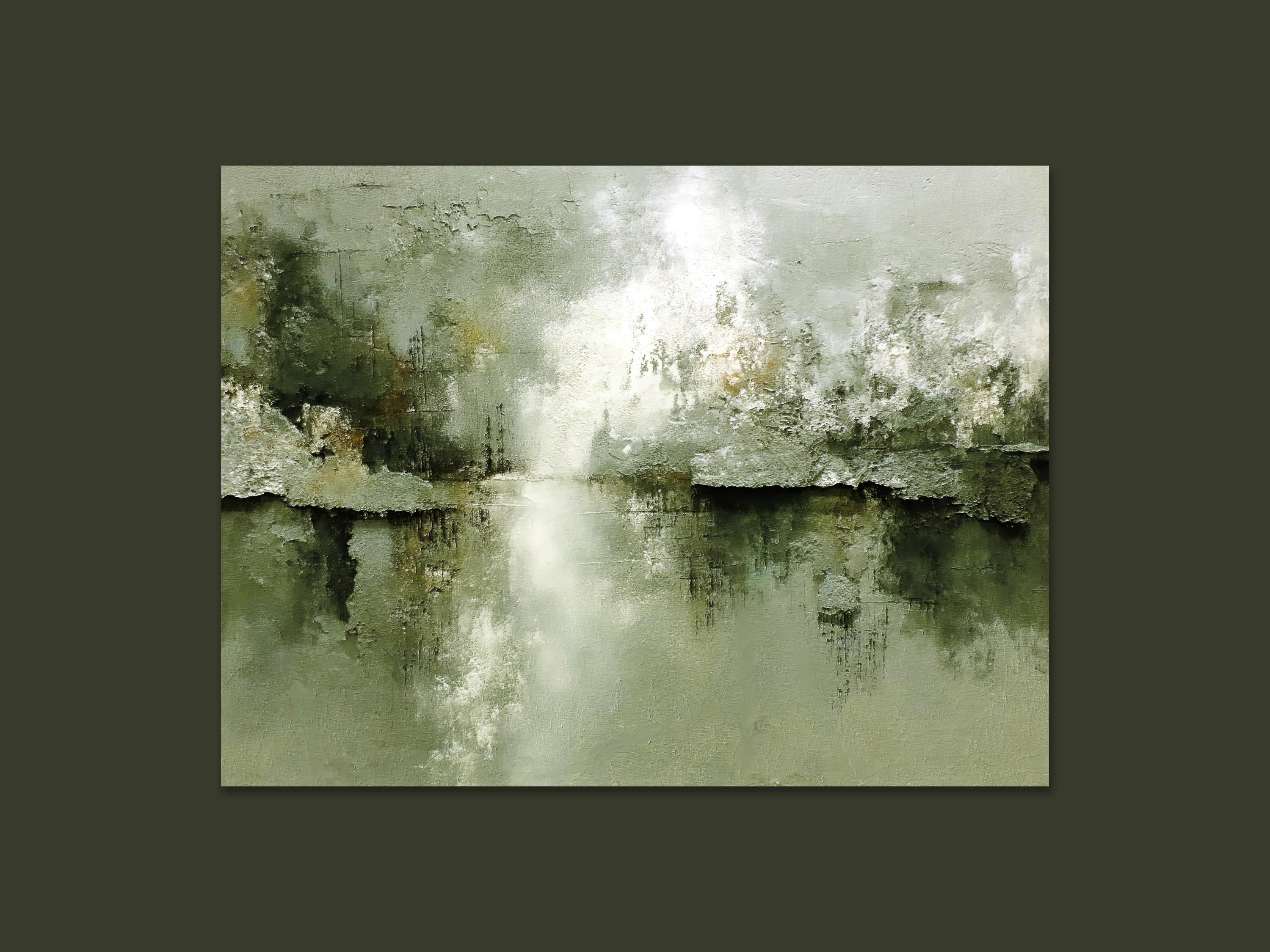 Green Abstract Art | Wabi Sabi Wall Art | Extra Large Canvas Print ...