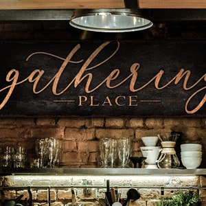 The Gathering Place Sign | Dark Version | Simply Gathering Place Sign | Living Room Wall Art | Modern Farmhouse Decor