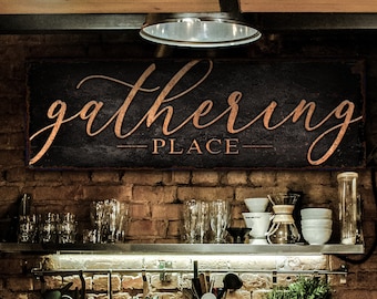 The Gathering Place Sign | Dark Version | Simply Gathering Place Sign | Living Room Wall Art | Modern Farmhouse Decor