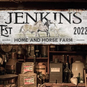 Personalized Horse Farm Sign: Vintage Family Name Wall Decor