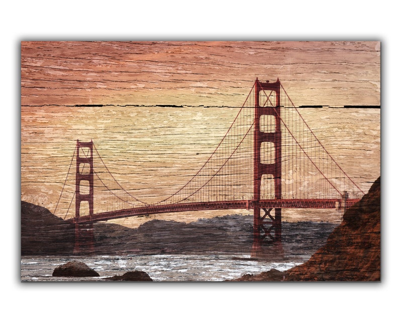 Golden Gate Bridge Wood Finish Wall Art Golden Gate Bridge Etsy