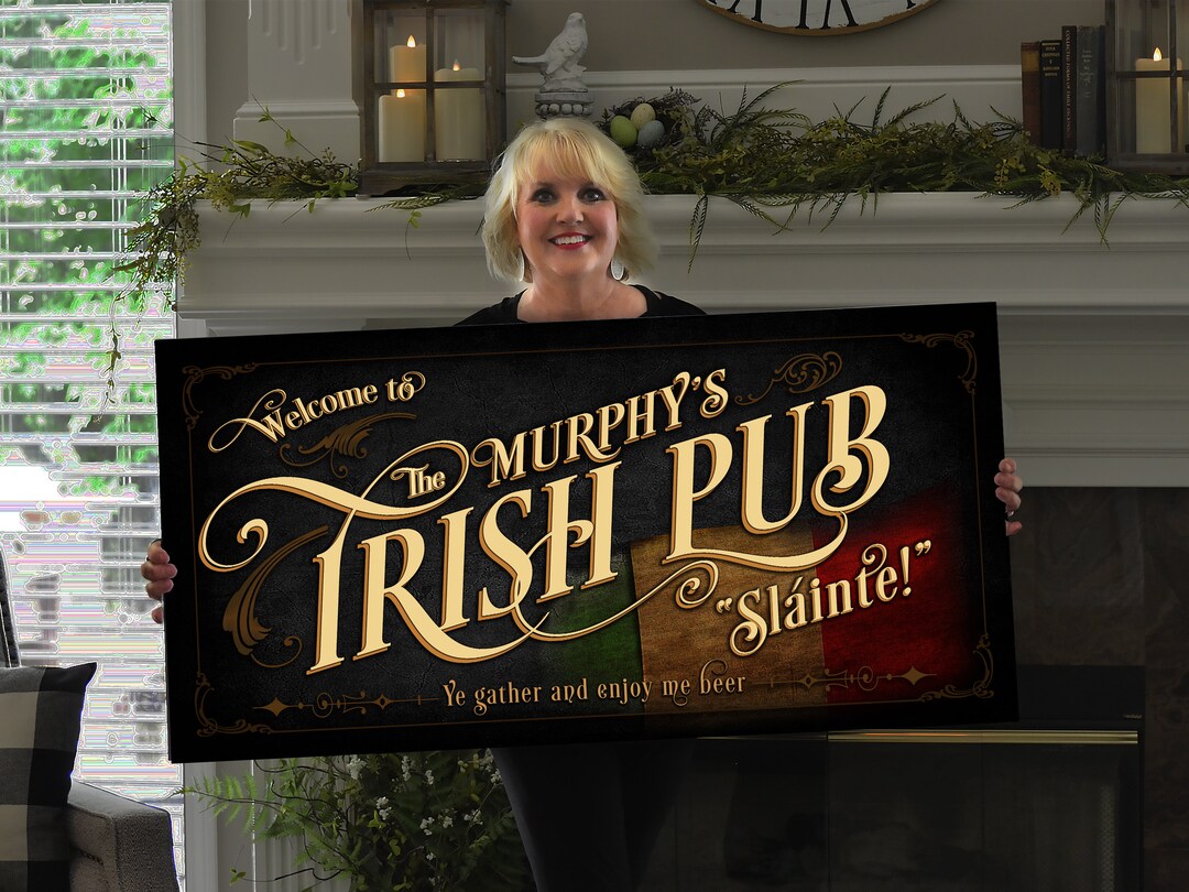 Vintage Irish Pub Sign Personalized, Bar Wall Decor, Personalized Bar Sign, Vintage Bar Signage ...