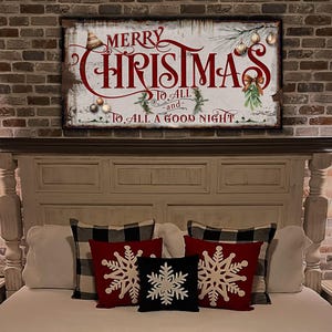 Large Merry Christmas Sign | Merry Christmas To All | Rustic Christmas Sign | Farmhouse Christmas | Large Canvas | Large Metal
