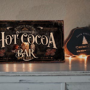 Personalized Hot Cocoa Bar Sign: Rustic Farmhouse Christmas Decor image 2