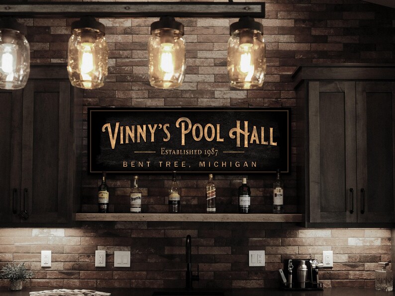 Personalized Pool Hall Sign: Custom Canvas or Metal Bar Sign - Etsy