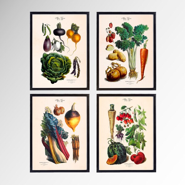 kitchen print set of 2 fruit print vegetable print... Vegetable Art Print - Etsy