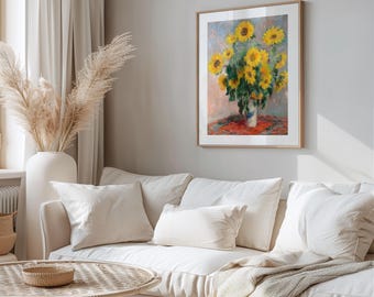 FINE ART PRINT.  Claude Monet - Sunflowers Print.