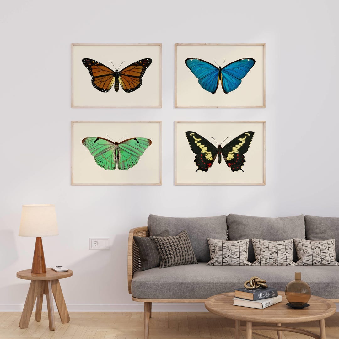 Butterfly Prints Set - Restored Vintage Botanical Illustrations, Giclée ...