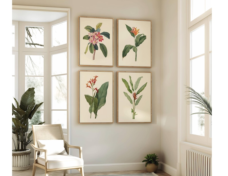 Tropical Botanicals Print Set - Set of 4 Prints - Giclee Fine Art ...